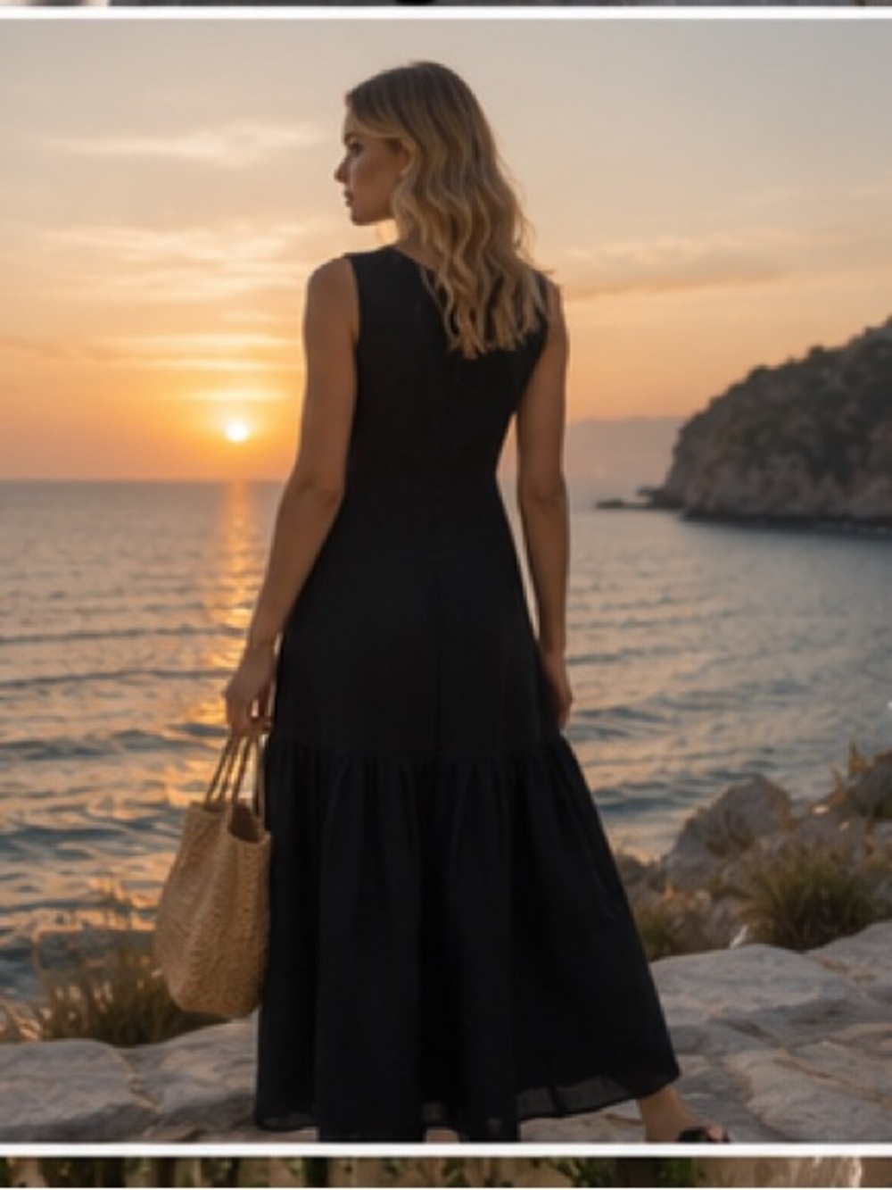 Sleeveless Black Maxi Dress with Tiered Skirt - Picture 7 of 11